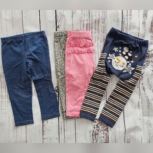 Blue and Pink Leggings Set with Stretchy Comfort